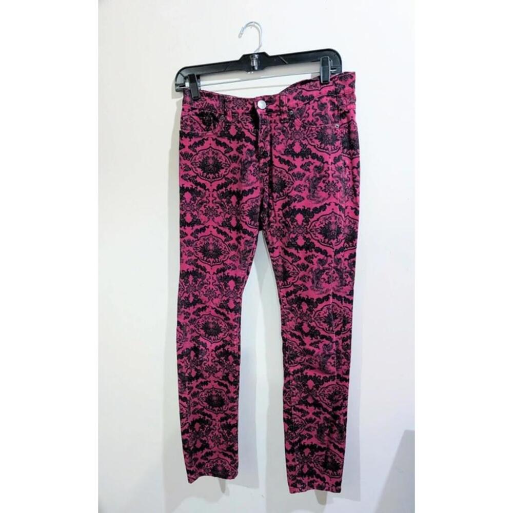 Pink Black Jeans Baroque Pattern Denim Jeans S